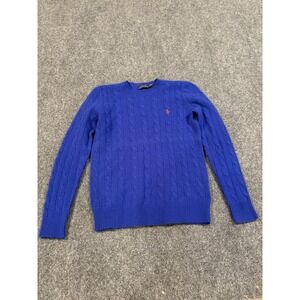 Polo Ralph Lauren Sweater Womens Small Blue Cable Knit Wool Cashmere Crewneck